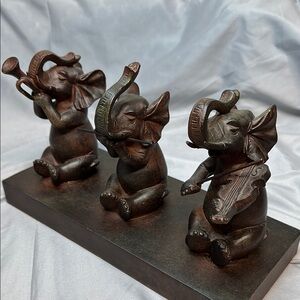 Bronze Look Elephant Musician Figurine Set